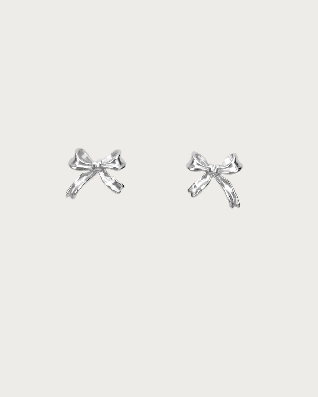Silver Ribbon Stud Earrings